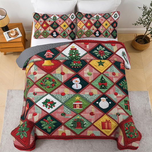 Shineful All Season Quilt 3-Piece Set - Festive Harmony Quilt