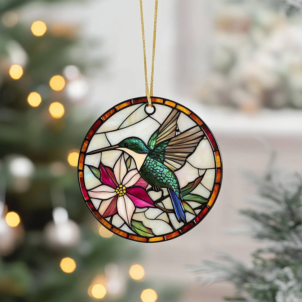 Shineful 2D Acrylic Ornament Stained Glass Hummingbird