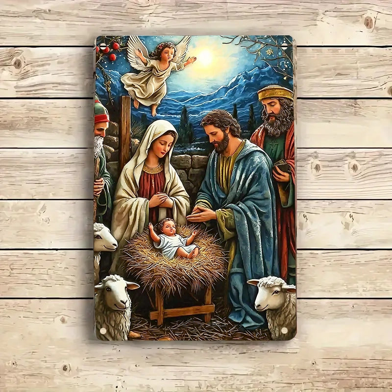 Shineful 2D Metal Sign Nativity Sacred Holy Family