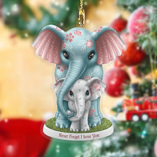 Ornement en acrylique 2D brillant - Pack de réduction Éléphant de Noël 