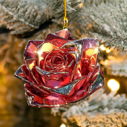 Shineful 2D Acrylic Ornament Stunning Crystal Rose