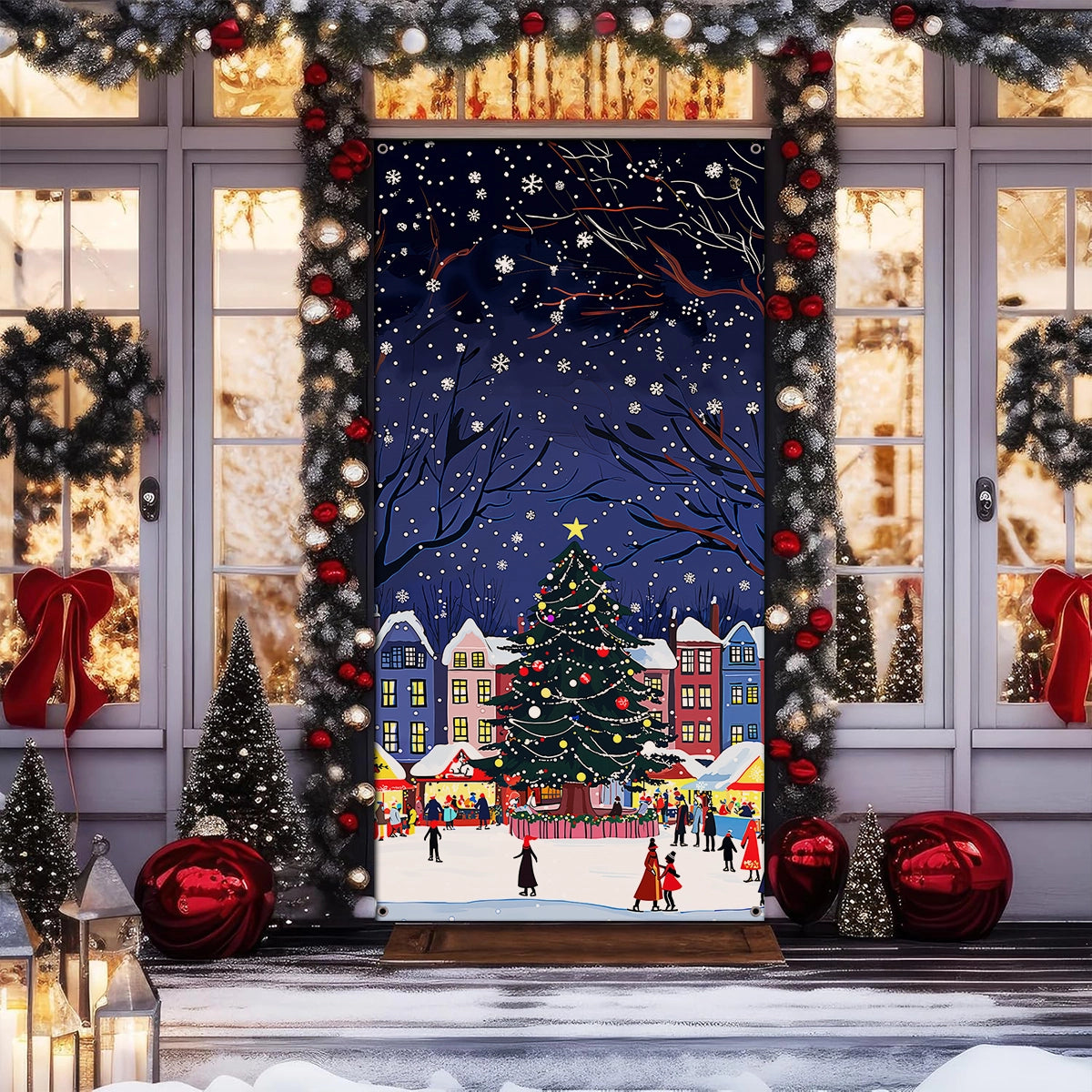 Shineful Door Cover - Christmas Market