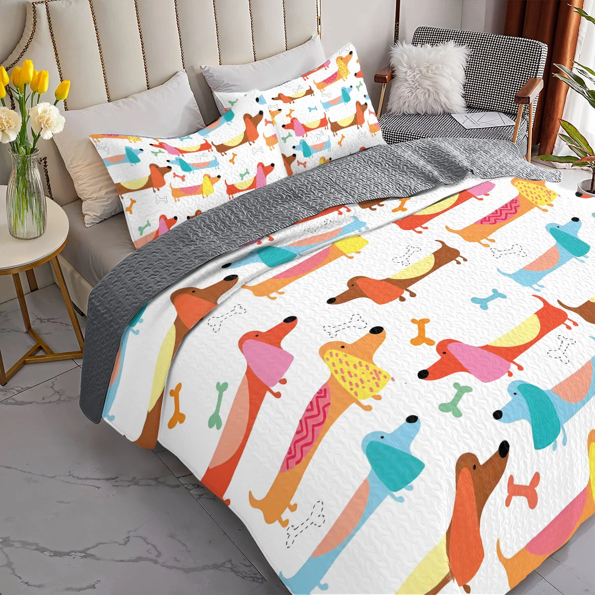 Shineful All Season Quilt 3-Piece Set Lovely Dachshund