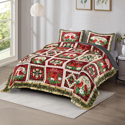 Shineful All Season Quilt 3-Piece Set - Holiday Cardinal Cheer