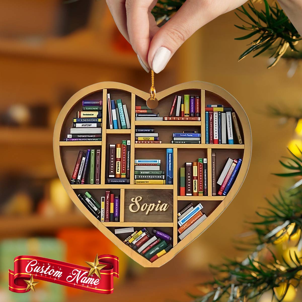 Shineful 2D Acrylic Ornament Personalized Bookworm’s