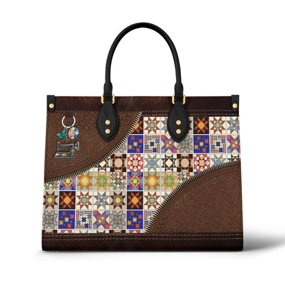 Shineful Leather Bag Personalized Colorful Quilt Blocks