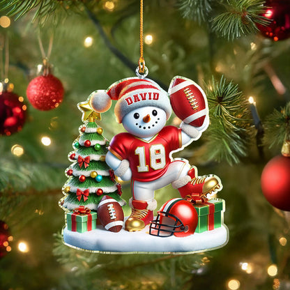 Shineful Personalized 2D Acrylic Ornament Snowmen Play Football