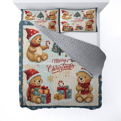 Shineful All Season Quilt 3-Piece Set - Merry Bear Christmas