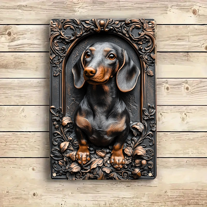 Shineful 2D Metal Sign Vintage Floral Dachshund