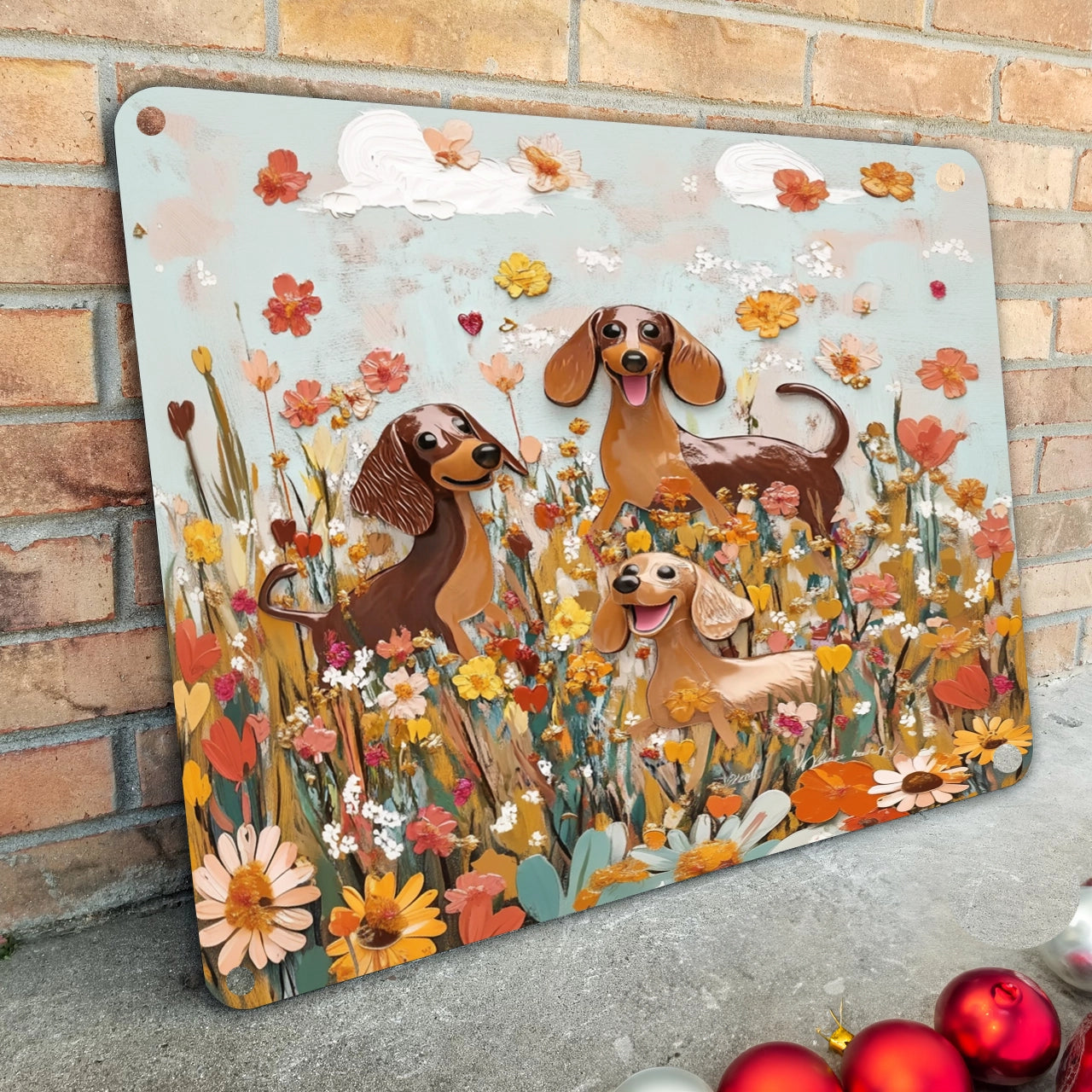 Shineful 2D Metal Sign Dachshund Playtime Paradise