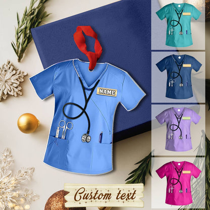 Glänzendes 2D Acryl Ornament Personalisierte Krankenschwester Scrub 