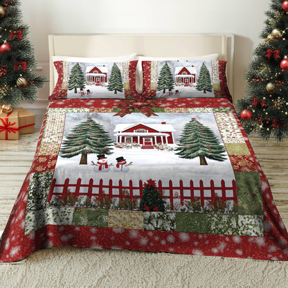 Shineful 4-Piece Bed Sheet Set Snowy Village