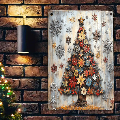 Shineful 2D Metal Sign Dried Flowers Christmas Tree