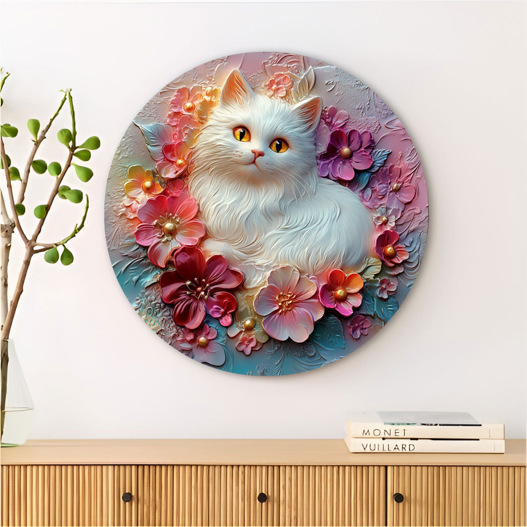 Shineful 2D Metal Sign Floral Cat