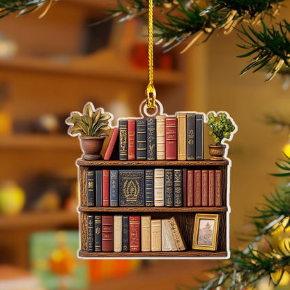 Glänzendes 2D-Acryl-Ornament – ​​Gemütliches Bücherregal