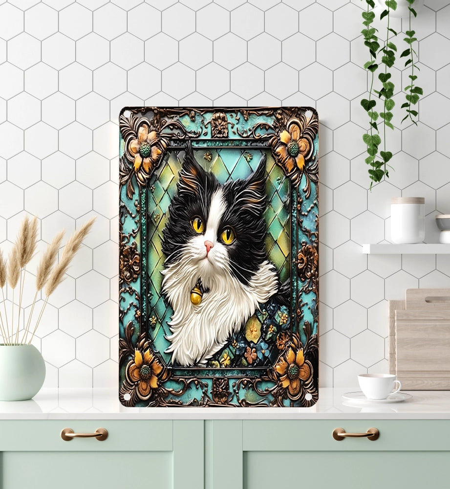 Shineful 2D Metal Sign Regal Feline Charm