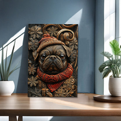 Shineful 2D Metal Sign Winter Christmas Pug