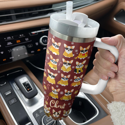 Shineful Personalized Tumbler Cozy Yellow Corgi