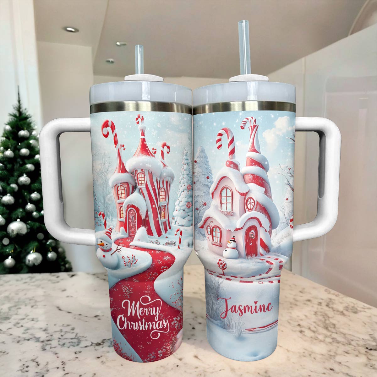 Shineful Glossy Tumbler Personalized Merry Christmas