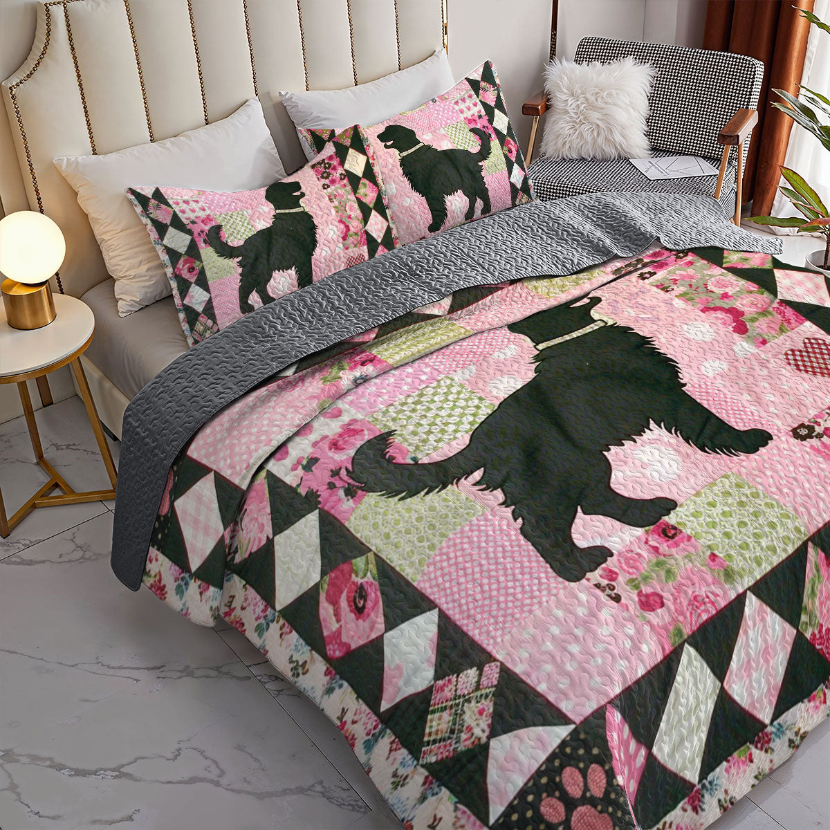 Shineful All Season Quilt 3-Piece Set Paw-some Retriever