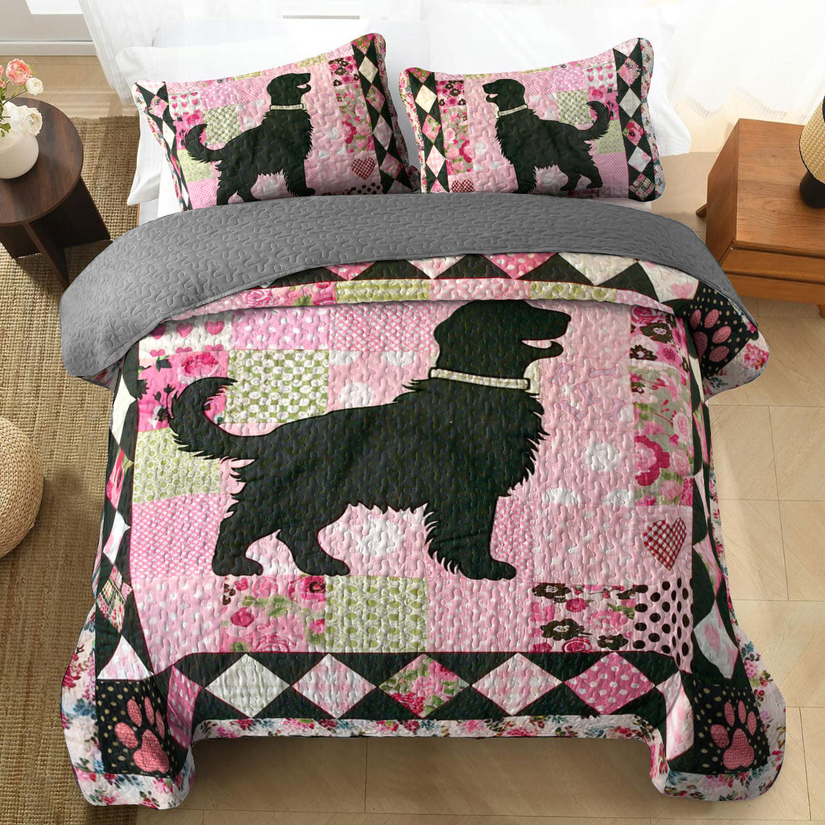 Shineful All Season Quilt 3-Piece Set Paw-some Retriever