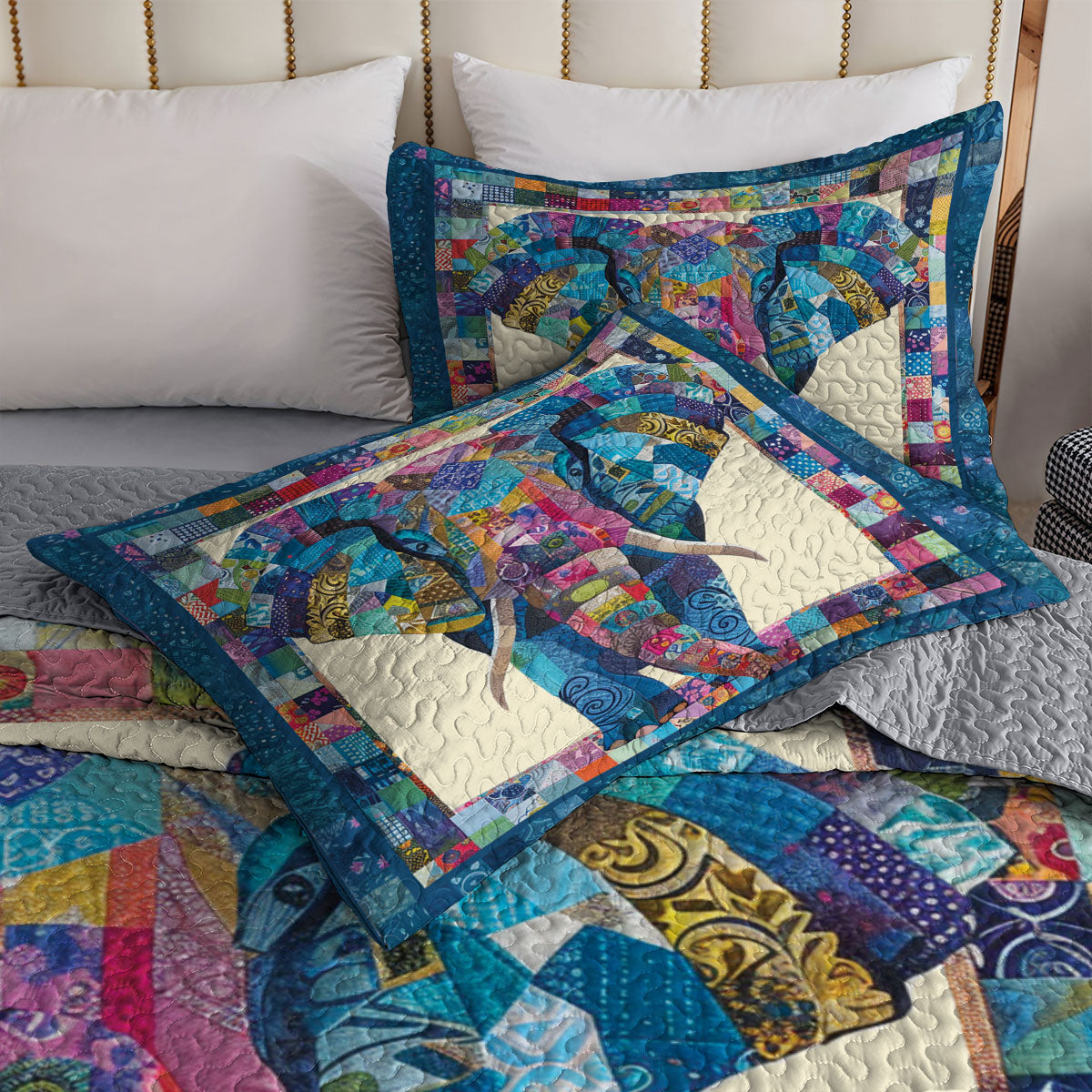 Shineful All Season Quilt 3-teiliges Set Elephant Journey Bettdecke