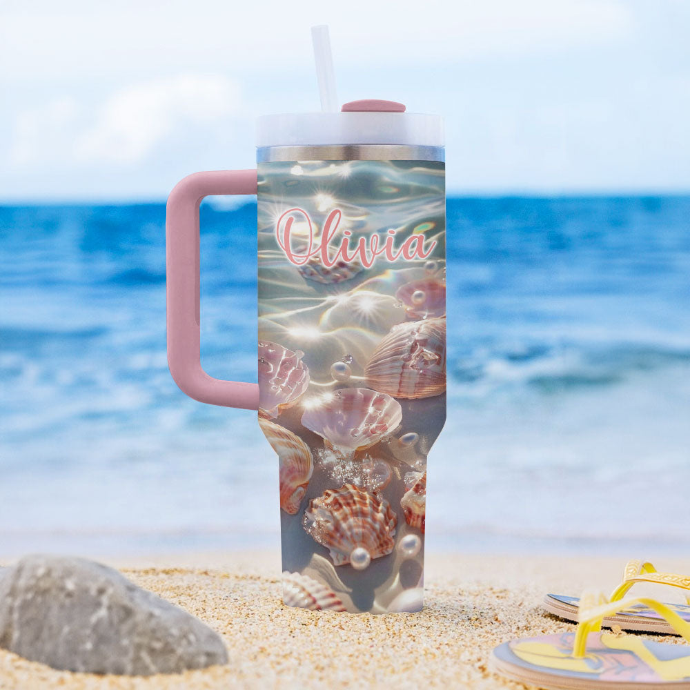 Shineful Tumbler Personalized Sparkle Seashell