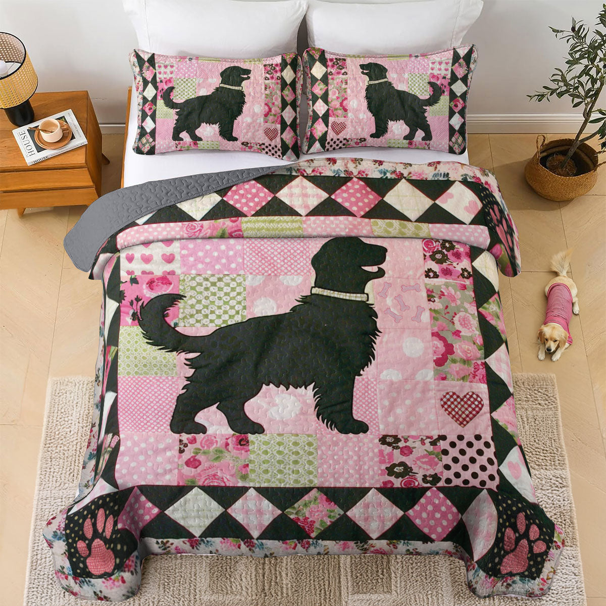 Shineful All Season Quilt 3-Piece Set Paw-some Retriever