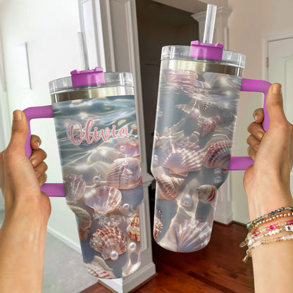 Shineful Tumbler Personalized Sparkle Seashell