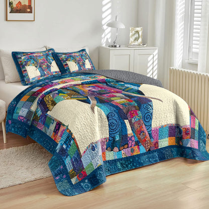 Shineful All Season Quilt 3-Piece Set Elephant Journey Comforter