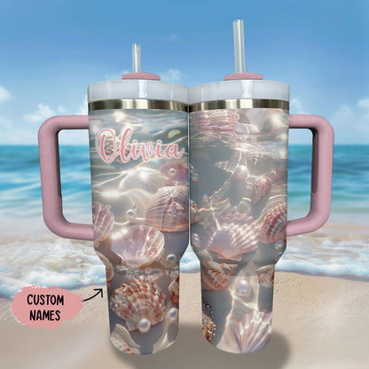 Shineful Tumbler Personalized Sparkle Seashell