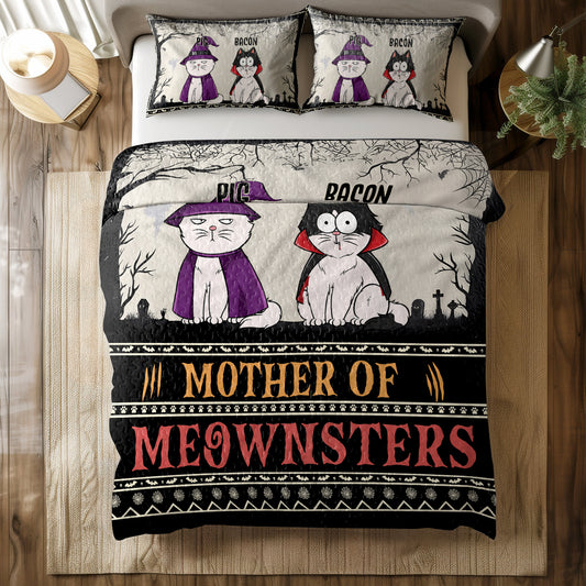 Shineful All Season Quilt 3-Piece Set Personalized Beware Of Little Meownsters New Version