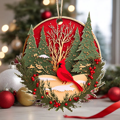 Shineful 2D Acrylic Ornament - Evergreen Cardinal