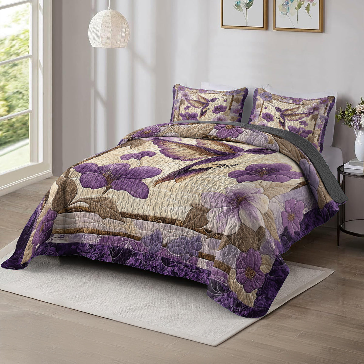 Shineful All Season Quilt 3-Piece Set Hummingbird Dreams