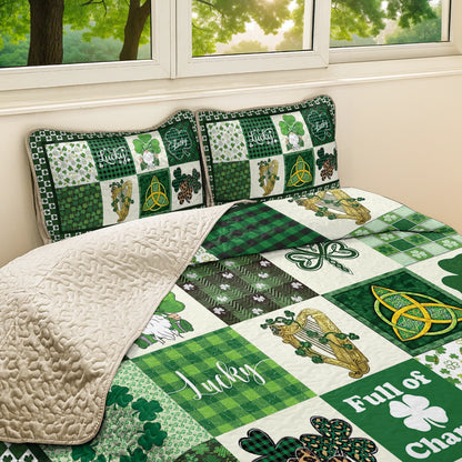 Shineful All Season Quilt 3-Piece Set Celtic Lucky Charm Clover