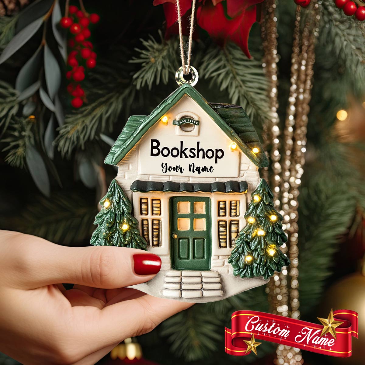 Shineful 2D Acrylic Ornament Personalized Bookstore