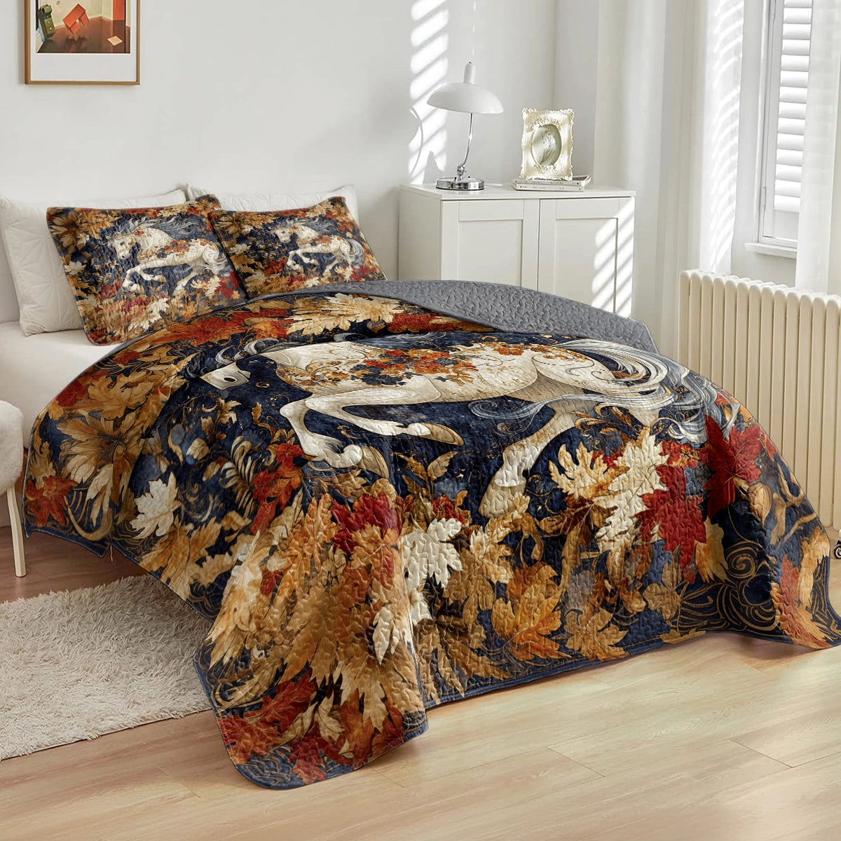 Shineful All Season Quilt 3-Piece Set - Autumn Majesty Horse