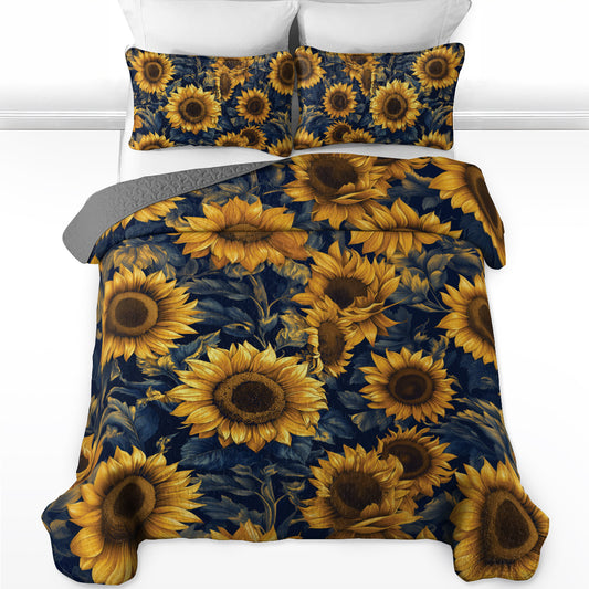 Shineful All Season Quilt 3-Piece Set Gorgeous Sunflower