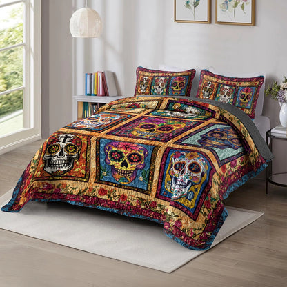 Shineful All Season Quilt 3-Piece Set Sugar Skull Fiesta