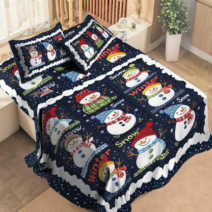 Shineful 4-Piece Bed Sheet Set Christmas Frosty Fun Snowman