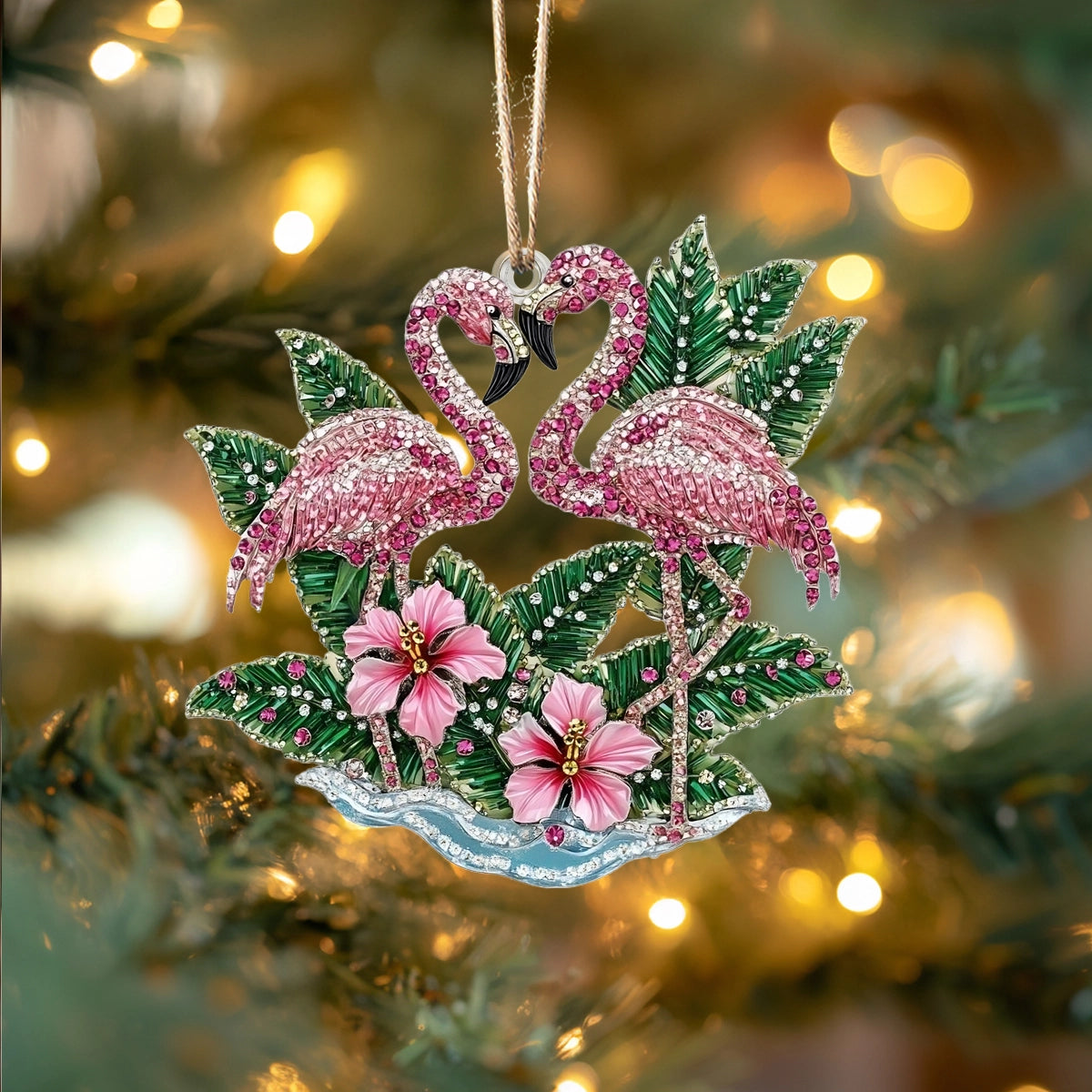 Shineful Acrylic Ornament Love in Paradise Flamingo