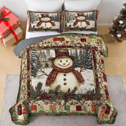 Shineful All Season Quilt 3-Piece Set - Vintage Snowman