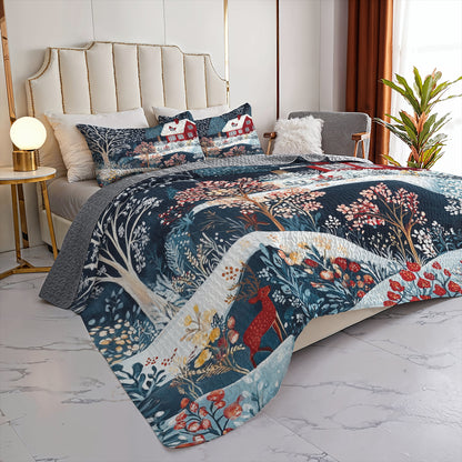 Shineful All Season Quilt 3-Piece Set - Winter Wonderland Forest