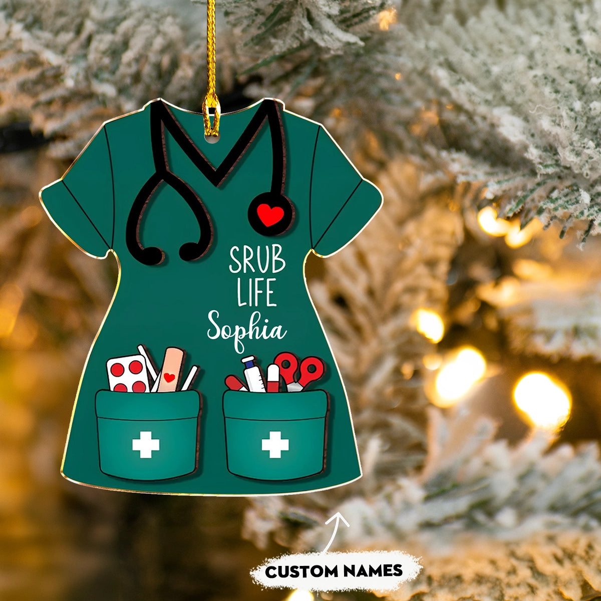 Shineful 2D Acrylic Ornament Personalized Nurse Scrub Life