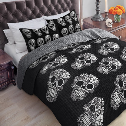 Shineful All Season Quilt 3-Piece Set - Mystic Sugar Skull