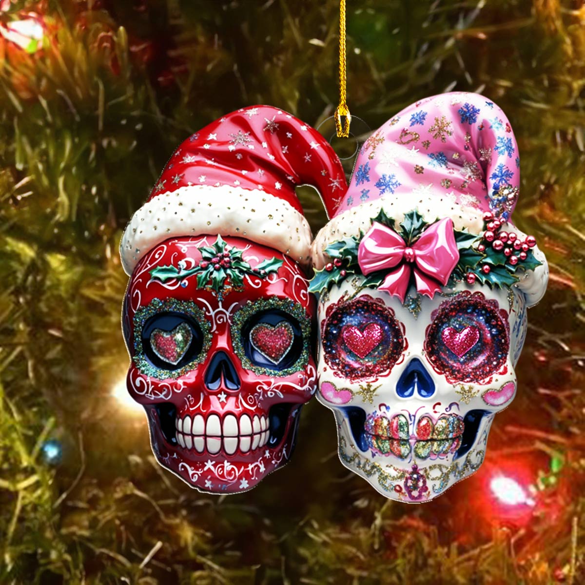 Shineful 2D Acrylic Ornament Pretty Chistmas Sugar Skulls Love