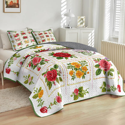 Shineful All Season Quilt 3-Piece Set Rose Garden