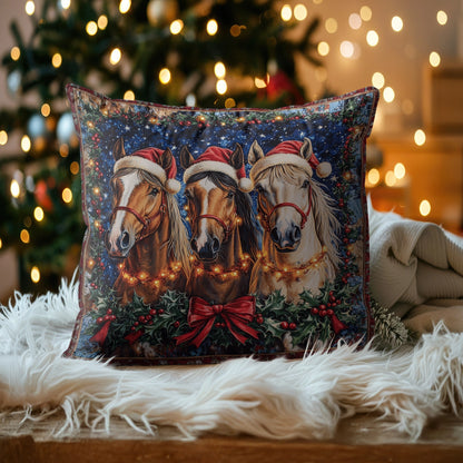 Shineful 2D Print Cushion Cover, Pillowcase, Pillows Covers - Christmas Horses Cheer