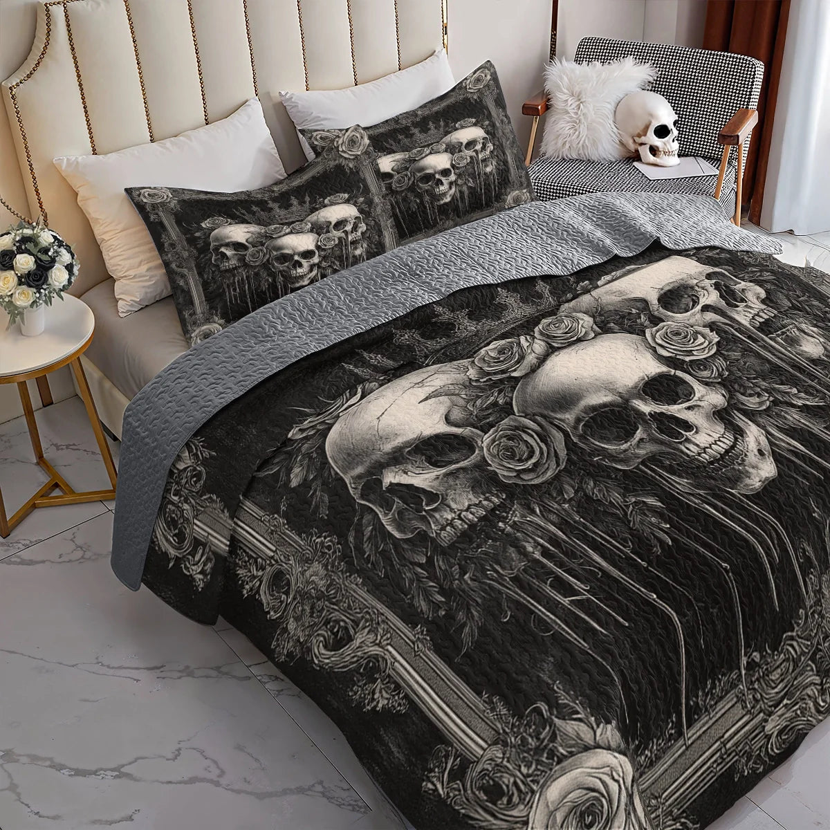 Shineful All Season Quilt 3-Piece Set - Eternal Crown Skull