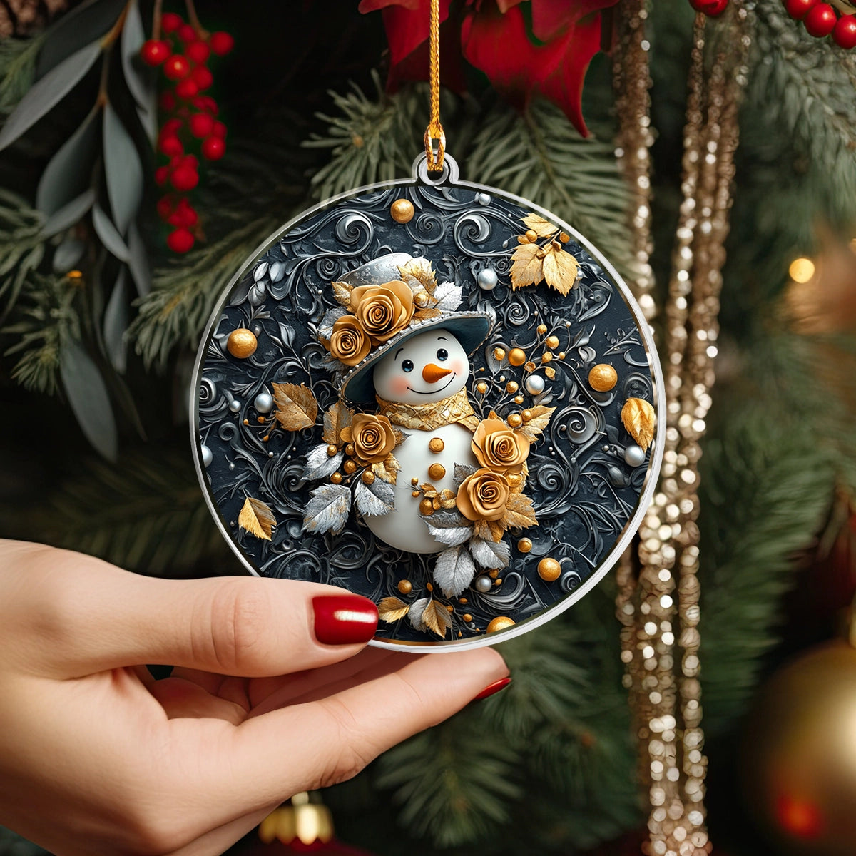 Shineful Acrylic Ornament Golden Frost Snowman